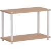 Furinno TURN-N-TUBE Side Table, 2-Tier Modern Rectangle End Table with Open Shelf, Night Stand, Bedside Table, Toolless Assembly, for Living Room, Bedroom, Black(Beech/White)