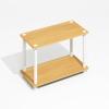 Furinno TURN-N-TUBE Side Table, 2-Tier Modern Rectangle End Table with Open Shelf, Night Stand, Bedside Table, Toolless Assembly, for Living Room, Bedroom, Black(Light Beech/White)