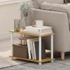 Furinno TURN-N-TUBE Side Table, 2-Tier Modern Rectangle End Table with Open Shelf, Night Stand, Bedside Table, Toolless Assembly, for Living Room, Bedroom, Black(Light Beech/White)
