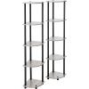 Furinno Turn-N-Tube 5 Tier Corner Display Rack 2 Pack with 3-Tier End Table/Side Table/Night Stand 2-Pack, French Oak Grey/Black