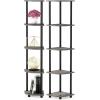 Furinno Turn-N-Tube 5 Tier Corner Display Rack 2 Pack with 3-Tier End Table/Side Table/Night Stand 2-Pack, French Oak Grey/Black