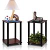 Furinno Turn-N-Tube End Table and TV Stand Bundle (Set of 2) | Dark Cherry/Black