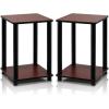 Furinno Turn-N-Tube End Table and TV Stand Bundle (Set of 2) | Dark Cherry/Black
