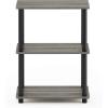 Furinno Turn-N-Tube No Tool 3-Tier Storage Shelf, Narrow, Espresso/Black & Just 3-Tier Turn-N-Tube End Table, 1-Pack, French Oak Grey/Black(French Oak Grey/Black)