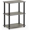 Furinno Turn-N-Tube No Tool 3-Tier Storage Shelf, Narrow, Espresso/Black & Just 3-Tier Turn-N-Tube End Table, 1-Pack, French Oak Grey/Black(French Oak Grey/Black)
