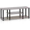Furinno Turn-N-Tube No Tools 3D 3-Tier Entertainment TV Stand up to 50 inch TV, Round Tubes, French Oak Grey/Black & Simple Design End Table, 2-Pack, French Oak Grey/Black(French Oak)