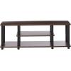 Furinno Turn-N-Tube No Tools 3D 3-Tier Entertainment TV Stand up to 50 inch TV, Round Tubes, French Oak Grey/Black & Simple Design End Table, 2-Pack, French Oak Grey/Black(Dark Brown/Black)