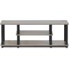 Furinno Turn-N-Tube No Tools 3D 3-Tier Entertainment TV Stand up to 50 inch TV, Round Tubes, French Oak Grey/Black & Simple Design End Table, 2-Pack, French Oak Grey/Black(French Oak)