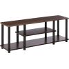 Furinno Turn-N-Tube No Tools 3D 3-Tier Entertainment TV Stand up to 50 inch TV, Round Tubes, French Oak Grey/Black & Simple Design End Table, 2-Pack, French Oak Grey/Black(Dark Brown/Black)