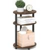 Furinno Turn-N-Tube Side Table, 3-Tier Oval End Table, Night Stand, Bedside Table, for Living Room, Bedroom, Amber Pine(Amber Pine)