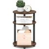 Furinno Turn-N-Tube Side Table, 3-Tier Oval End Table, Night Stand, Bedside Table, for Living Room, Bedroom, Amber Pine(Amber Pine)