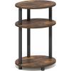 Furinno Turn-N-Tube Side Table, 3-Tier Oval End Table, Night Stand, Bedside Table, for Living Room, Bedroom, Amber Pine(Amber Pine)
