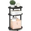 Furinno Turn-N-Tube Side Table, 3-Tier Oval End Table, Night Stand, Bedside Table, for Living Room, Bedroom, Amber Pine(Espresso)