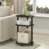 Furinno Turn-N-Tube Side Table, 3-Tier Oval End Table, Night Stand, Bedside Table, for Living Room, Bedroom, Amber Pine(Espresso)