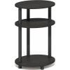 Furinno Turn-N-Tube Side Table, 3-Tier Oval End Table, Night Stand, Bedside Table, for Living Room, Bedroom, Amber Pine(Espresso)