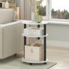 Furinno Turn-N-Tube Side Table, 3-Tier Oval End Table, Night Stand, Bedside Table, for Living Room, Bedroom, Amber Pine(White/Black)