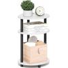 Furinno Turn-N-Tube Side Table, 3-Tier Oval End Table, Night Stand, Bedside Table, for Living Room, Bedroom, Amber Pine(White/Black)