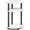 Furinno Turn-N-Tube Side Table, 3-Tier Oval End Table, Night Stand, Bedside Table, for Living Room, Bedroom, Amber Pine(White/Black)