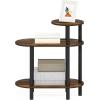 Furinno Turn-N-Tube Side Table, 3-Tier Oval Sofa End Table with Open Shelf, Toolless Assembly Night Stand, Bedside Table, for Living Room, Bedroom, Amber Pine(Amber Pine/Black)