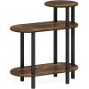 Furinno Turn-N-Tube Side Table, 3-Tier Oval Sofa End Table with Open Shelf, Toolless Assembly Night Stand, Bedside Table, for Living Room, Bedroom, Amber Pine(Amber Pine/Black)