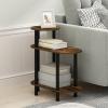 Furinno Turn-N-Tube Side Table, 3-Tier Oval Sofa End Table with Open Shelf, Toolless Assembly Night Stand, Bedside Table, for Living Room, Bedroom, Amber Pine(Amber Pine/Black)