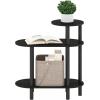 Furinno Turn-N-Tube Side Table, 3-Tier Oval Sofa End Table with Open Shelf, Toolless Assembly Night Stand, Bedside Table, for Living Room, Bedroom, Amber Pine(Espresso/Black)