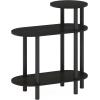 Furinno Turn-N-Tube Side Table, 3-Tier Oval Sofa End Table with Open Shelf, Toolless Assembly Night Stand, Bedside Table, for Living Room, Bedroom, Amber Pine(Espresso/Black)