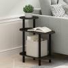 Furinno Turn-N-Tube Side Table, 3-Tier Oval Sofa End Table with Open Shelf, Toolless Assembly Night Stand, Bedside Table, for Living Room, Bedroom, Amber Pine(Espresso/Black)