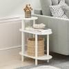 Furinno Turn-N-Tube Side Table, 3-Tier Oval Sofa End Table with Open Shelf, Toolless Assembly Night Stand, Bedside Table, for Living Room, Bedroom, Amber Pine(White/White)