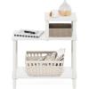Furinno Turn-N-Tube Side Table, 3-Tier Rectangle Sofa End Table with Open Shelf, Toolless Assembly Night Stand, Bedside Table, for Living Room, Bedroom, Amber Oak(White/White)