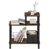Furinno Turn-N-Tube Side Table, 3-Tier Rectangle Sofa End Table with Open Shelf, Toolless Assembly Night Stand, Bedside Table, for Living Room, Bedroom, Amber Oak(Amber Oak/Black)