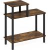 Furinno Turn-N-Tube Side Table, 3-Tier Rectangle Sofa End Table with Open Shelf, Toolless Assembly Night Stand, Bedside Table, for Living Room, Bedroom, Amber Oak(Amber Oak/Black)
