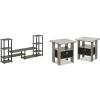FURINNO Turn-N-Tube Grand Entertainment Center with End Tables, French Oak Grey/Black(French Oak Grey/Black)