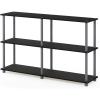 Furinno BESI Side Table, Industrial Multipurpose Metal Frame End Table, Flat Base Night Stand, Bedside Table, Easy Assembly, for Living Room, Bedroom, Columbia Walnut(French Oak Grey)