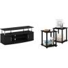 Furinno Entertainment Stand for TV Up to 55 Inch and End Tables (2 Pieces) Set, Americano/Black and Chrome(Americano/Chrome)
