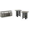 Furinno Jaya Large Entertainment Stand for TV Up to 55 Inch, French Oak Grey/Black & Simple Design End Table, 2-Pack, French Oak Grey/Black