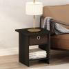 Furinno Modern Side Table, Square Top End Table with Storage Bin, Night Stand, Bedside Table with Storage Shelf, for Living Room, Bedroom, Amber Oak(Black Espresso/Brown)