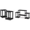 Furinno Simplistic End Table Set (2-Piece) Turn-N-Tube No Tools Entertainment Center, Dark Walnut