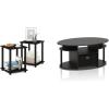 Furinno Simplistic Set of 2 End Table and Oval Coffee Table with Bin
