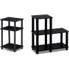 Furinno Turn-N-Tube Accent Decorative Shelf, Espresso/Black & Just 3-Tier End Table, 1-Pack, Americano/Black(Espresso/Black)