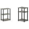 Furinno Turn-N-Tube No Tool 3-Tier Storage Shelf, Narrow, Espresso/Black & Just 3-Tier Turn-N-Tube End Table, 1-Pack, French Oak Grey/Black(French Oak Grey/Black)