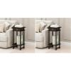 Furinno Turn-N-Tube Tall End Table, Side Table with Bin, Black Espresso/Brown (Pack of 2)