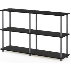 Furinno BESI Side Table, Industrial Multipurpose Metal Frame End Table, Flat Base Night Stand, Bedside Table, Easy Assembly, for Living Room, Bedroom, Columbia Walnut(French Oak Grey)