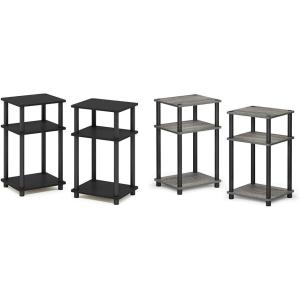 Furinno Just Series 3-Tier Turn-N-Tube End Table Side Table Night Stand Bedside Table 2-Pack