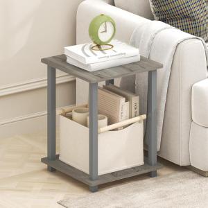Furinno Simplistic Side Table Set of 2, End Table, Night Stand, Nightstand, Bedside Table, for Living Room, Bedroom, Grey Oak(Grey Oak/Grey)
