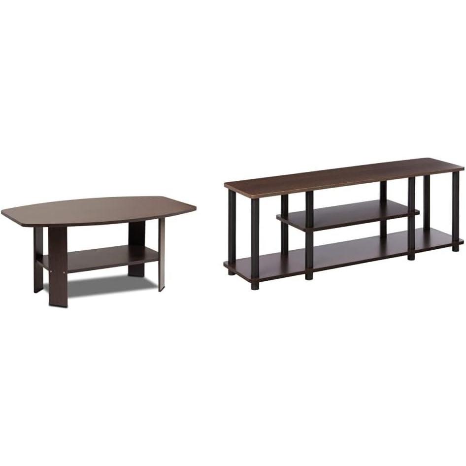 imageFurinno Simple Design Coffee Table and 2 End Tables EspressoDark Brown