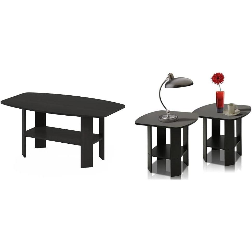 imageFurinno Simple Design Coffee Table and 2 End Tables EspressoEspresso