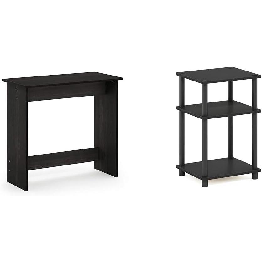 imageFurinno Simplistic Study Table Espresso amp Just 3Tier TurnNTube End TableSide TableNight StandBedside Table with Plastic Poles 1Pack AmericanoBlackEspresso