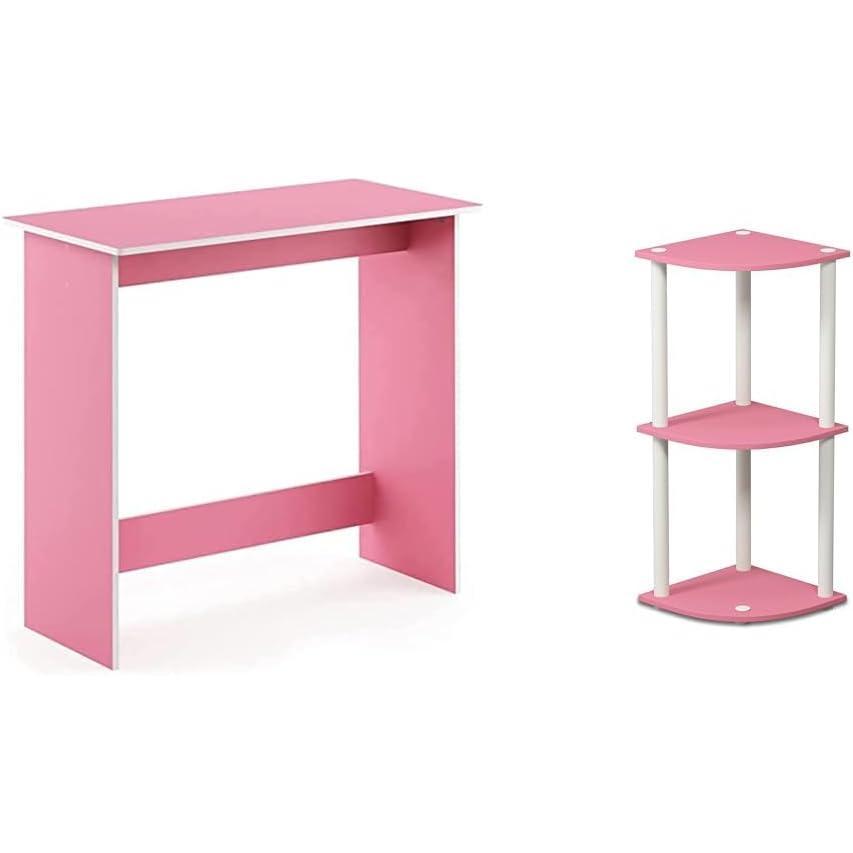 imageFurinno Simplistic Study Table Espresso amp Just 3Tier TurnNTube End TableSide TableNight StandBedside Table with Plastic Poles 1Pack AmericanoBlackPinkWhite
