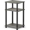 Furinno 5 Tier Corner Display Rack 2 Pack with 3-Tier End Table, French Oak Grey/Black